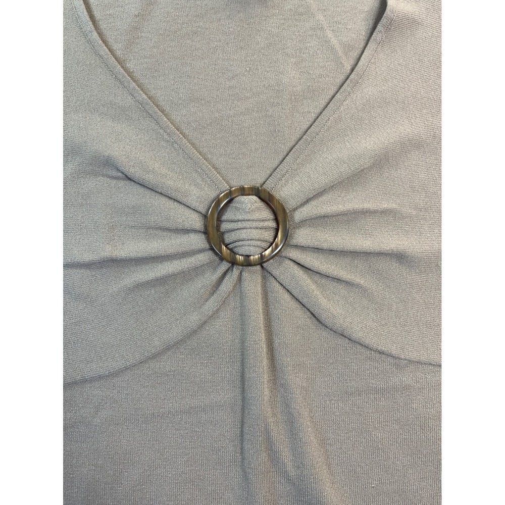 Style & Co Womens Large Tan Sleeveless Sweater Tank Top O-Ring Ruched Front - Picture 4 of 6